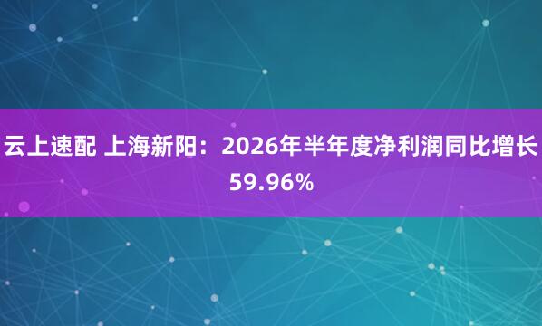 云上速配 上海新阳：2026年半年度净利润同比增长59.96%